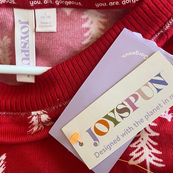 NEW JOYSPUN Christmas Tree Pullover Pajama Top Red Size Large Cozy Soft Knit - Picture 3 of 3
